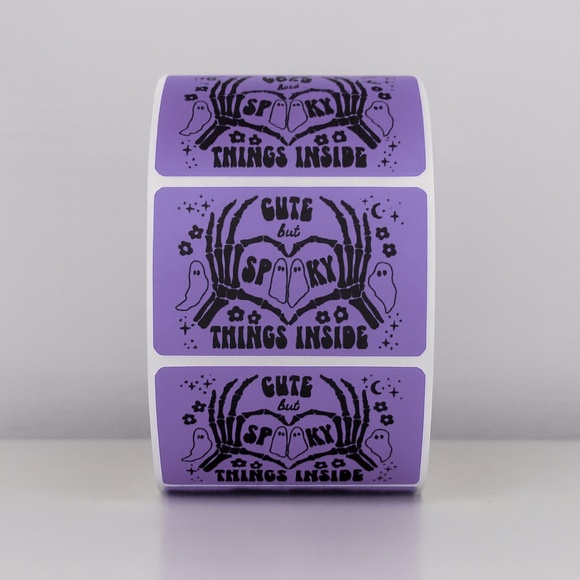 100 Cute But Spooky Stickers Roll 2x1 inch – Halloween Packaging Labels - Picture 1 of 5
